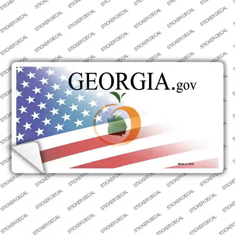 Georgia with American Flag Novelty Sticker Decal Small