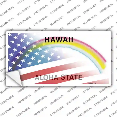 Hawaii with American Flag Novelty Sticker Decal Small