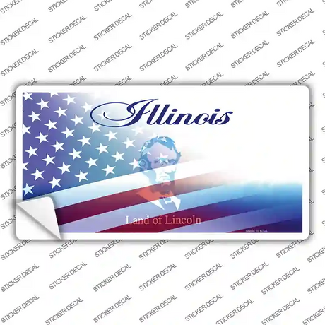 Illinois with American Flag Novelty Sticker Decal Small