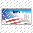 Iowa with American Flag Novelty Sticker Decal Small