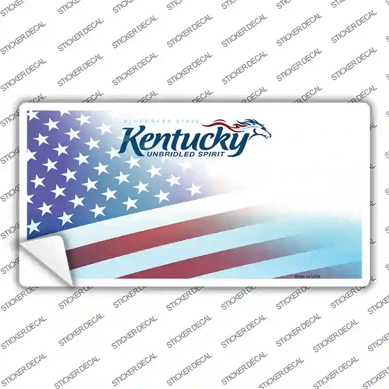 Kentucky with American Flag Novelty Sticker Decal Small