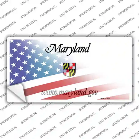 Maryland with American Flag Novelty Sticker Decal Small