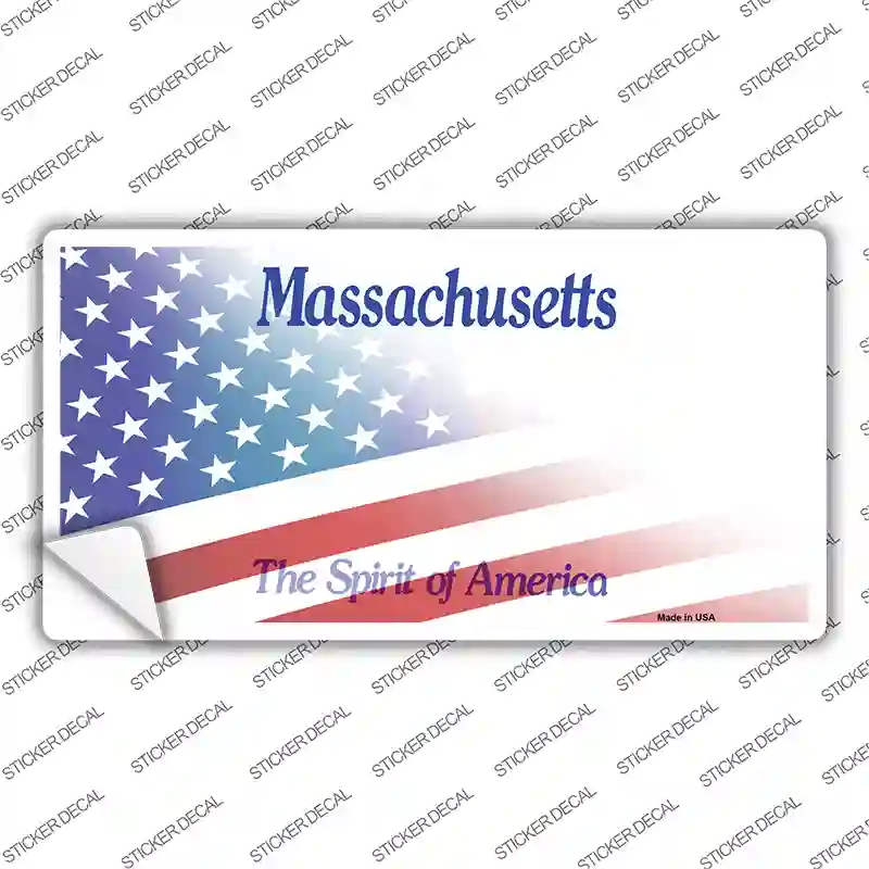 Massachusetts with American Flag Novelty Sticker Decal