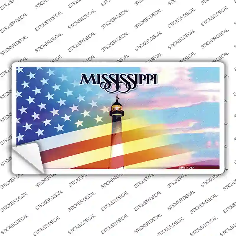 Mississippi with American Flag Novelty Sticker Decal Small