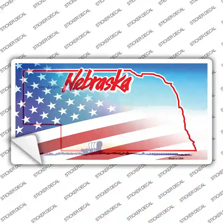 Nebraska with American Flag Novelty Sticker Decal Small