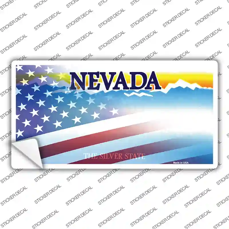 Nevada with American Flag Novelty Sticker Decal Small