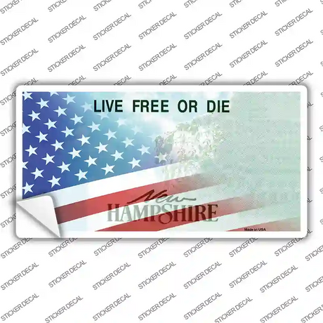 New Hampshire with American Flag Novelty Sticker Decal Small