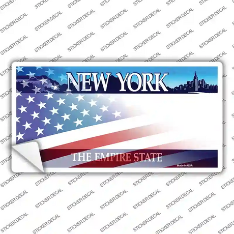 New York with American Flag Novelty Sticker Decal Small