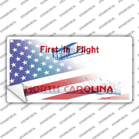 North Carolina with American Flag Novelty Sticker Decal Small