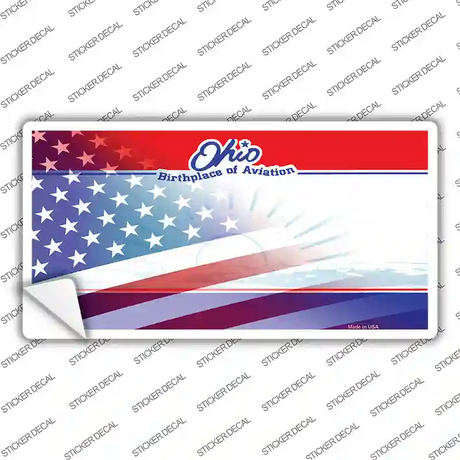 Ohio with American Flag Novelty Sticker Decal Small