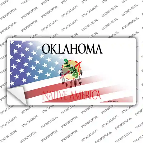 Oklahoma with American Flag Novelty Sticker Decal Small