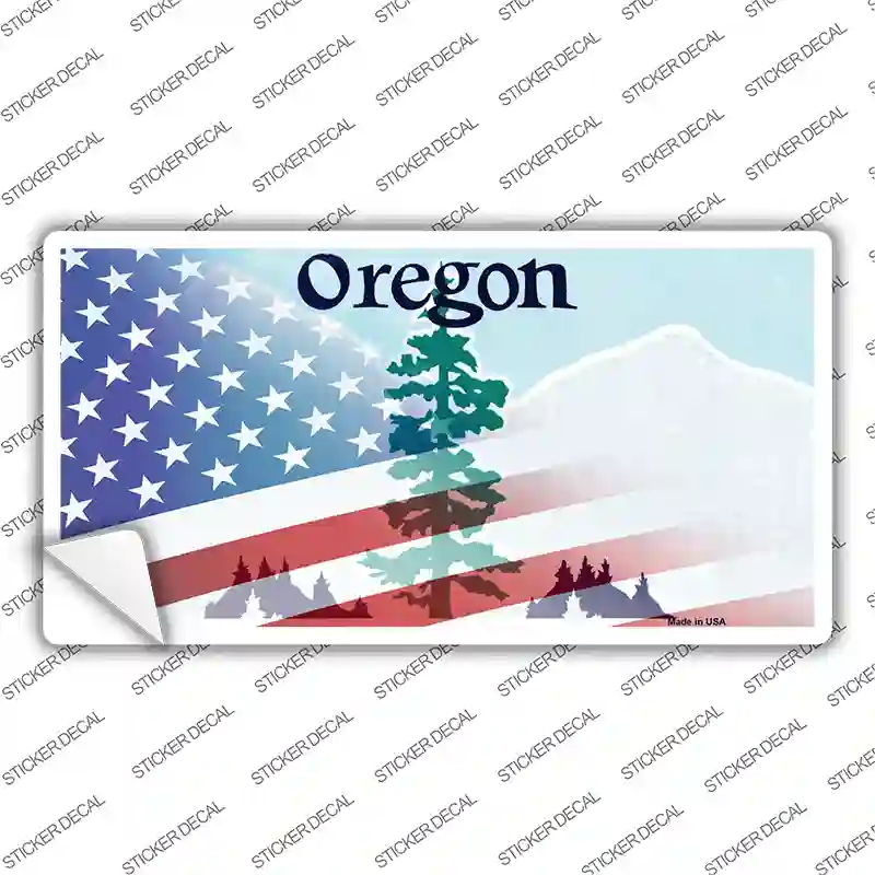 Oregon Flag Map Sticker Bring home our Oregon with American Flag License Plate Sticker ...