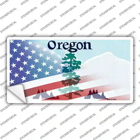 Oregon with American Flag Novelty Sticker Decal Small