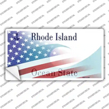 Rhode Island with American Flag Novelty Sticker Decal Small