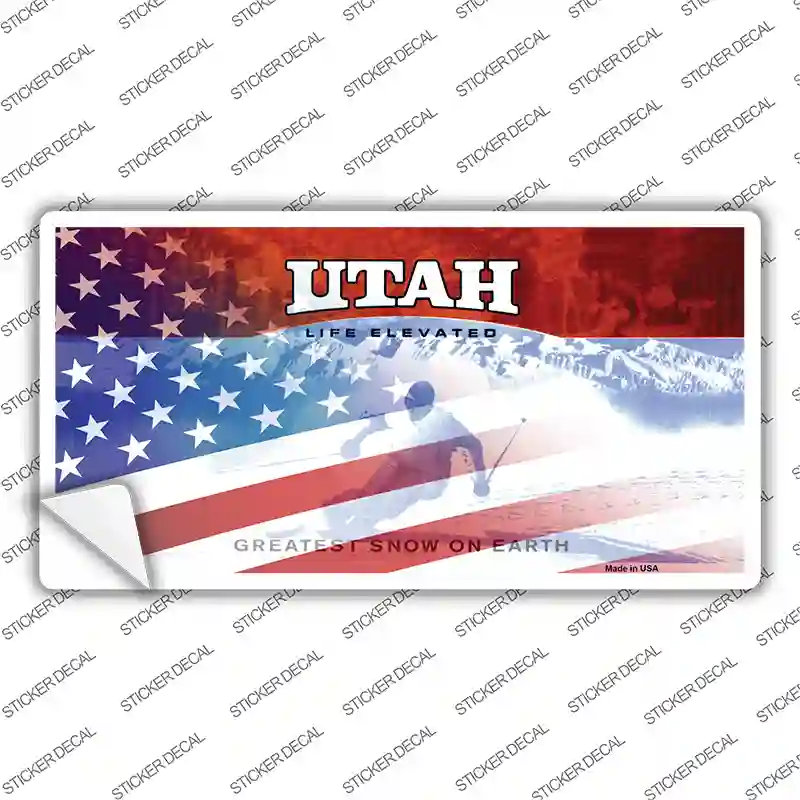 Utah with American Flag Novelty Sticker Decal Small