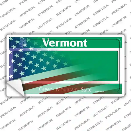 Vermont with American Flag Novelty Sticker Decal Small