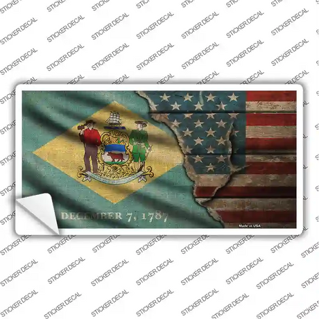 Delaware/American Flag Novelty Sticker Decal Small