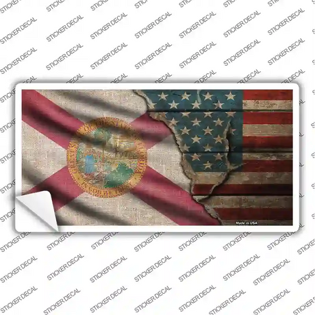 Florida/American Flag Novelty Sticker Decal Small