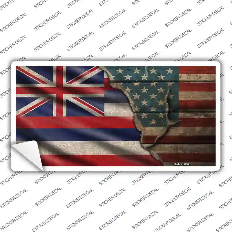 Hawaii/American Flag Novelty Sticker Decal Small