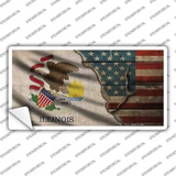 Illinois/American Flag Novelty Sticker Decal Small