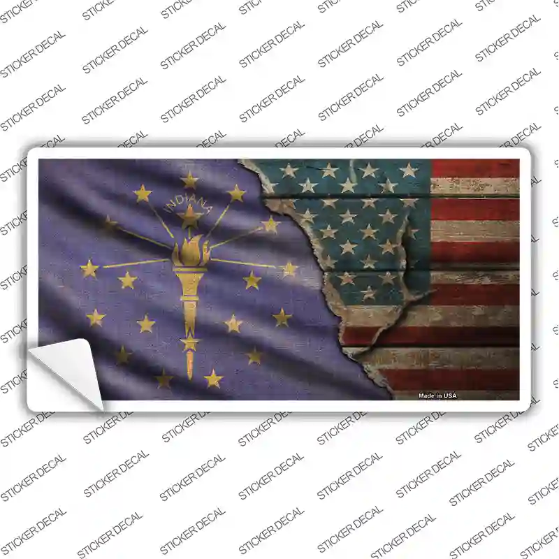 Indiana/American Flag Novelty Sticker Decal Small