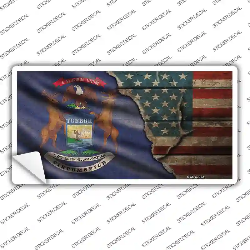 Michigan/American Flag Novelty Sticker Decal | Smart Blonde