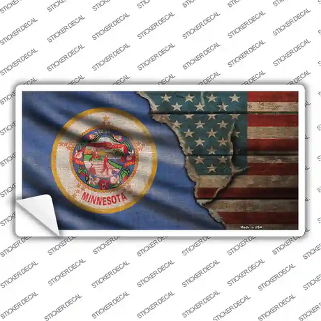 Minnesota/American Flag Novelty Sticker Decal Small