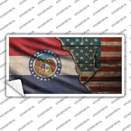 Missouri/American Flag Novelty Sticker Decal Small