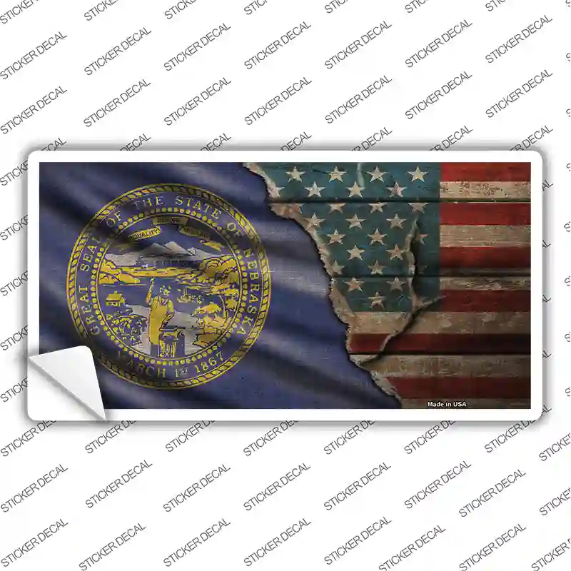 Nebraska/American Flag Novelty Sticker Decal