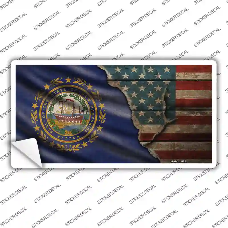 New Hampshire/American Flag Novelty Sticker Decal Small