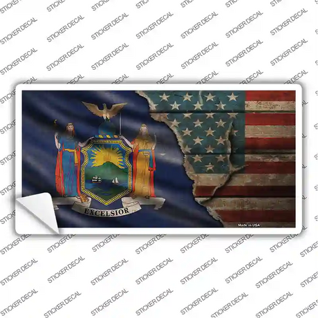 New York/American Flag Novelty Sticker Decal Small