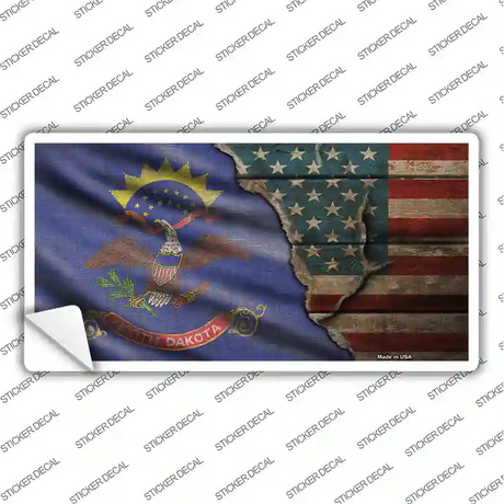 North Dakota/American Flag Novelty Sticker Decal Small