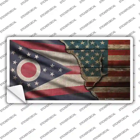 Ohio/American Flag Novelty Sticker Decal Small