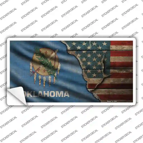 Oklahoma/American Flag Novelty Sticker Decal Small