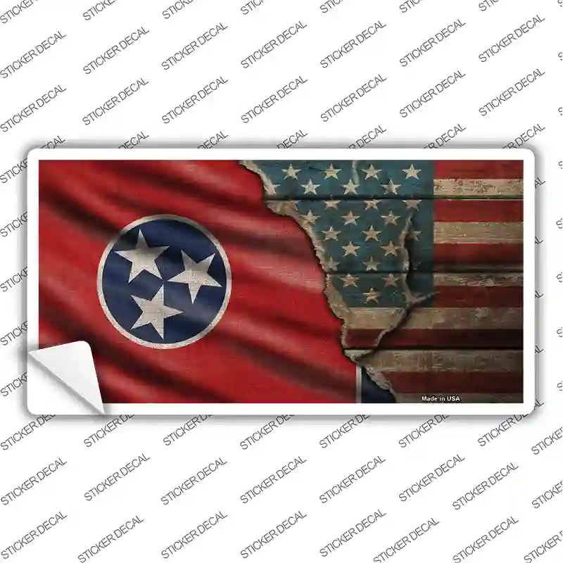 Tennessee/American Flag Novelty Sticker Decal Small