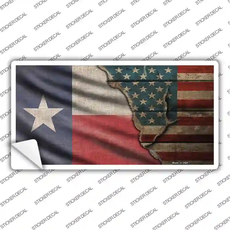 Texas/American Flag Novelty Sticker Decal Small