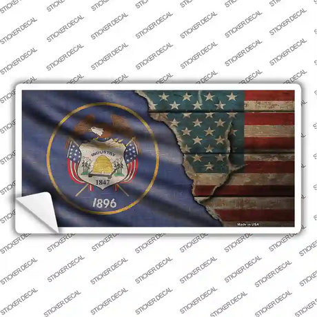 Utah/American Flag Novelty Sticker Decal Small