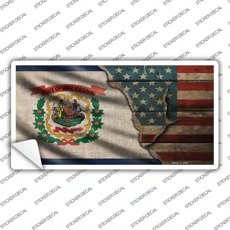 West Virginia/American Flag Novelty Sticker Decal Small