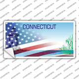 Connecticut Half American Flag Novelty Sticker Decal Small