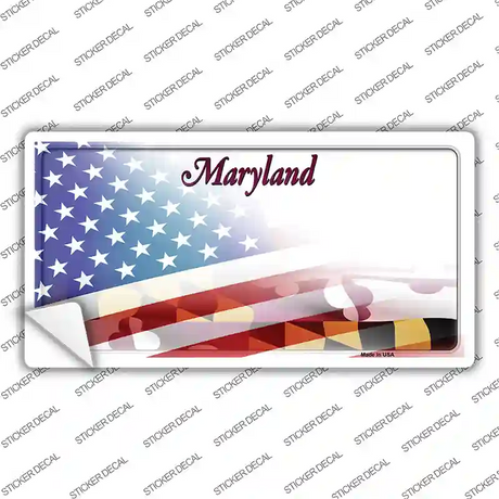 Maryland Half American Flag Novelty Sticker Decal Small