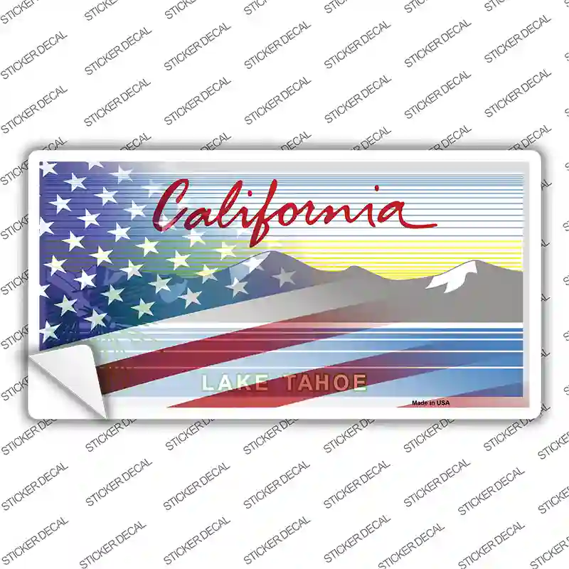 California Tahoe American Flag Novelty Sticker Decal Small