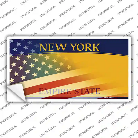 New York Half American Flag Novelty Sticker Decal Small