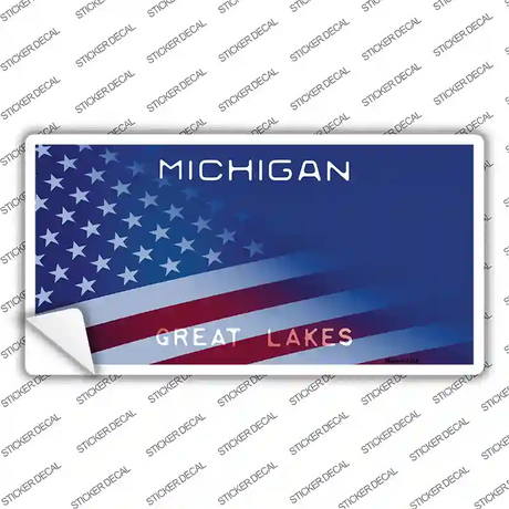 Michigan Great Lakes American Flag Novelty Sticker Decal Small