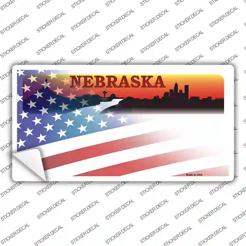 Nebraska Half American Flag Novelty Sticker Decal Small