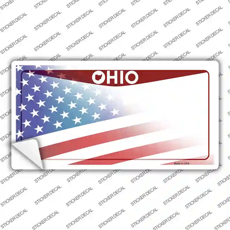 Ohio State American Flag Novelty Sticker Decal Small