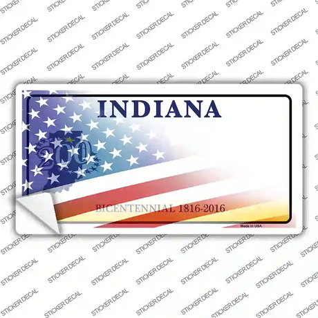 Indiana Half American Flag Novelty Sticker Decal Small