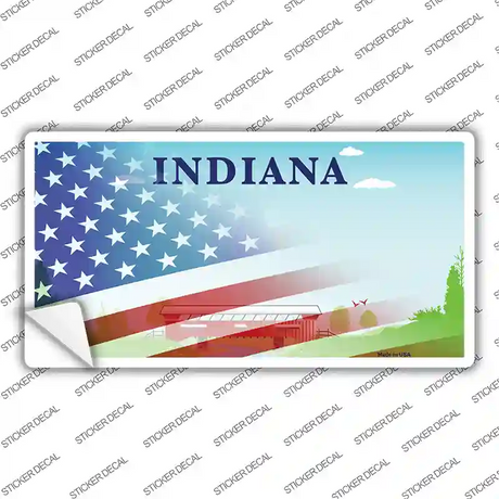 Indiana Bridge American Flag Novelty Sticker Decal Small