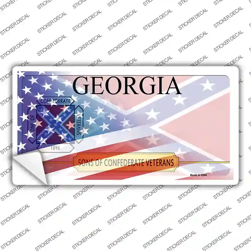 Georgia Confederate Flag American Flag Novelty Sticker Decal