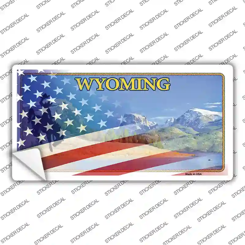 Wyoming Half American Flag Novelty Sticker Decal Small