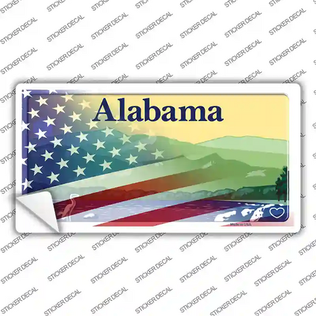 Alabama Half American Flag Novelty Sticker Decal Small